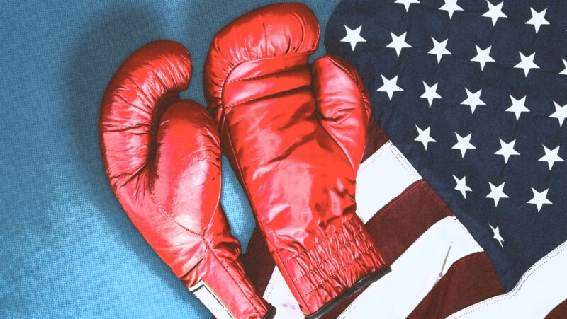 boxing gloves and American flag