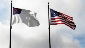 Christian and American flags