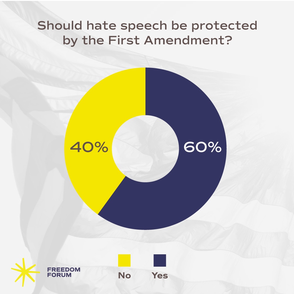 graphic of survey results regarding if hate speech should be protected by the First Amendment