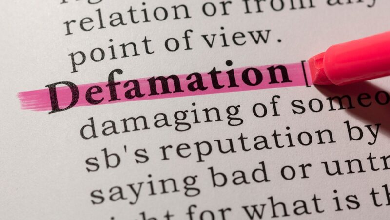 dictionary definition of word defamation highlighted