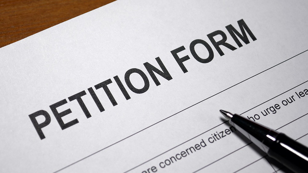 petition form representing the First Amendment freedom of petition