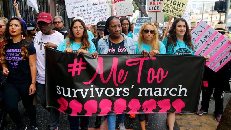 Women's rights activists march against sexual assault and harassment at the #MeToo March in the Hollywood section of Los Angeles.