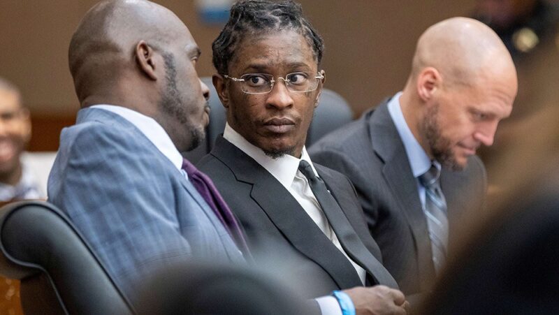 Rapper Young Thug attending a hearing in court.