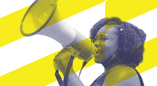 Freedom of speech concept of woman using megaphone