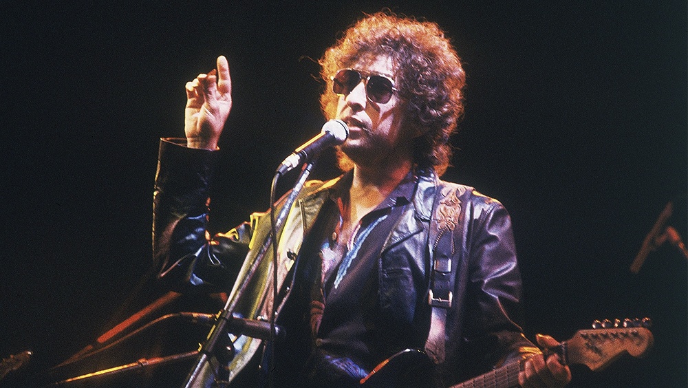 Bob Dylan performs at the Olympic Stadium in Colombes, France, on June 23, 1981.