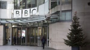 An exterior view of the BBC building