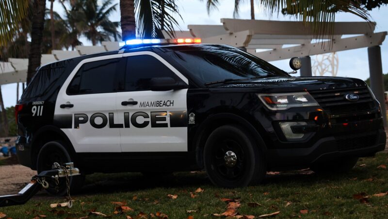 Police car is seen in Miami Beach, United States on April 30, 2024.